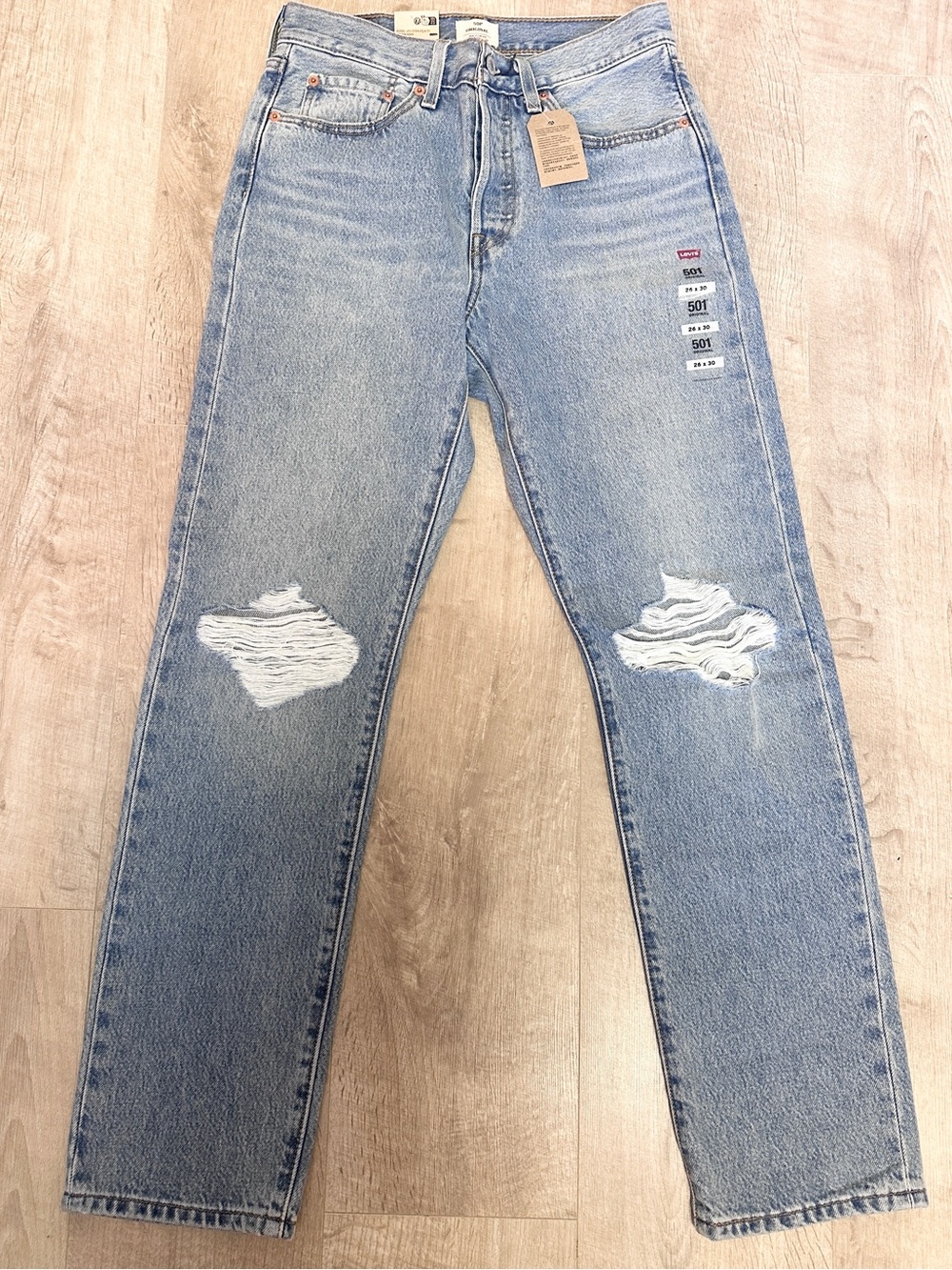 Levi's Light Blue Women's Straight-Leg Distressed Jeans